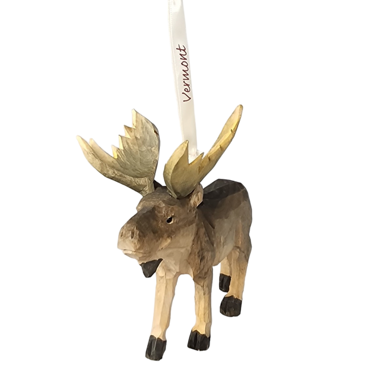 Handcarved Wood Ornament - Bull Moose