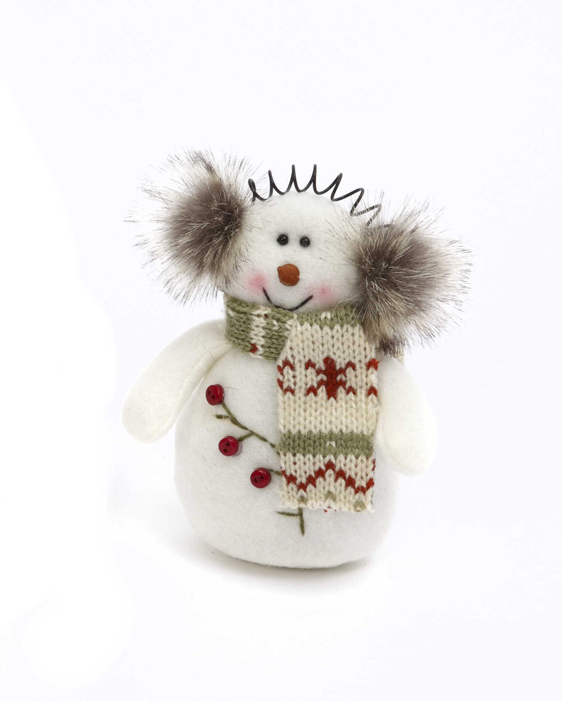 Plush Holiday Snowman Figurine - - The Country Christmas Loft