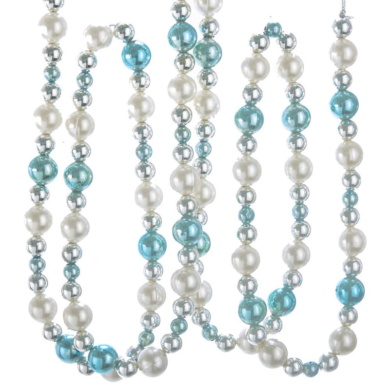 Silver, Blue and White Beaded Garland - The Country Christmas Loft
