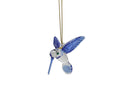 Small Feeding Hummingbird - Blue Wing - Egyptian Glass Ornament
