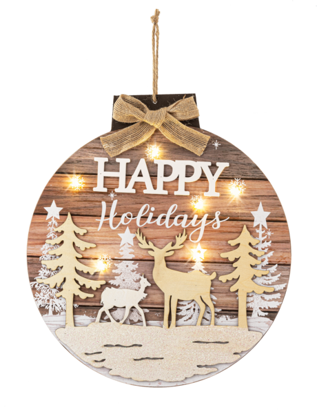 Cozy Cabin Light Up Hanging Signs - Happy Holidays - The Country Christmas Loft