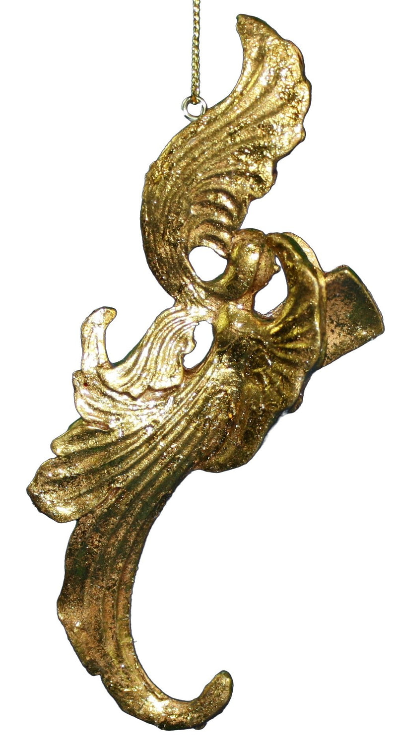 5.5 Inch Resin Antique Gold Angel - Herald - The Country Christmas Loft