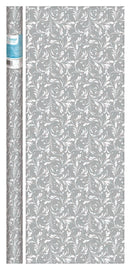White on Grey Damask Print Gift Wrap - The Country Christmas Loft