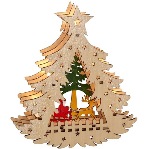 Lighted LED Tree Scene - Santa/Sleigh - The Country Christmas Loft