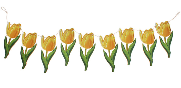 Wooden Tulip Garland - Yellow - The Country Christmas Loft
