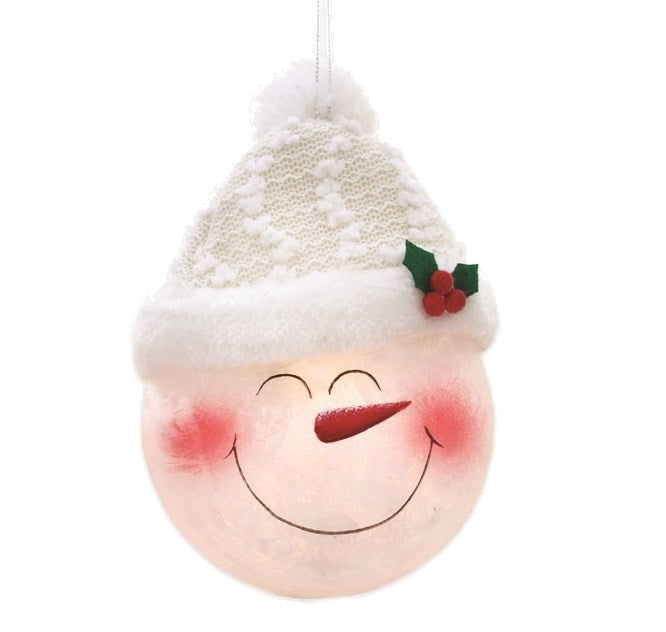 Glass "Lightable" Snowman Ornament - - The Country Christmas Loft