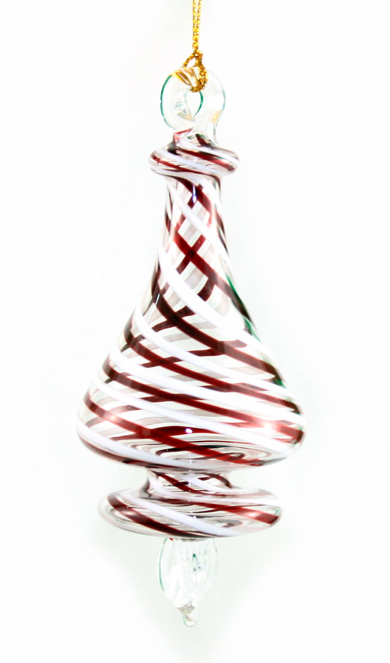 Peppermint Striped Cone Glass Ornament