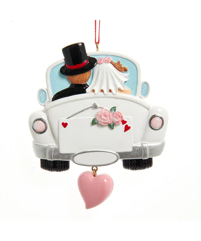Wedding Couple In Car Ornament - The Country Christmas Loft