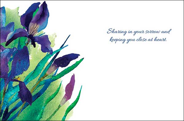 Notion Card - Sympathy Card: Watercolor purple iris flowers - The Country Christmas Loft