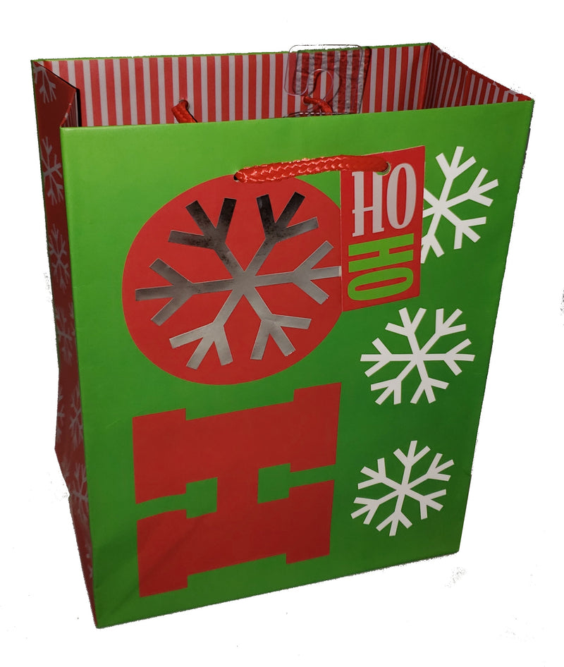 Traditional Medium Holiday Gift Bags - Ho Ho Ho Flakes