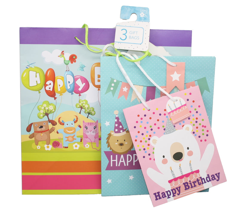 3 Piece Value Kids Birthday Gift Bag Set - The Country Christmas Loft