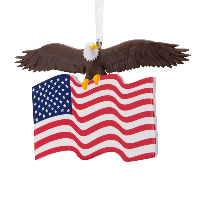 Bald Eagle With American Flag  Ornament