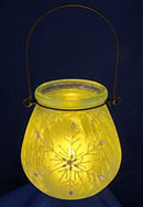 Glass Holiday Snowflake Luminaries - Blue - Set of 2