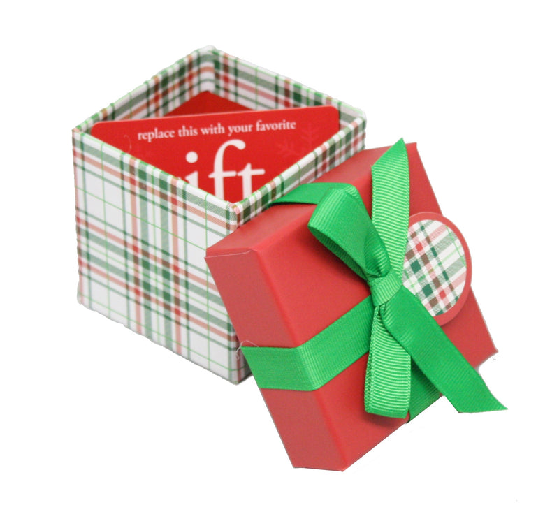 Gift Box Cube for Gift Cards - 3" x 3" - Christmas Plaid