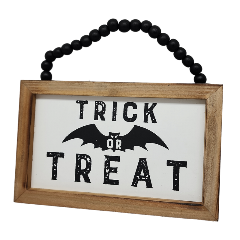 Wooden Hanging 8 Inch Sign - Trick or Treat