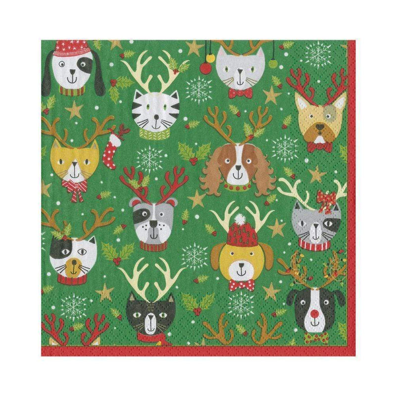 Pets in Antlers Paper Luncheon Napkins - The Country Christmas Loft