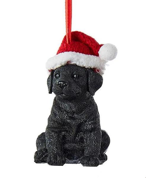 Labrador With Christmas Hat Ornament - Black - The Country Christmas Loft