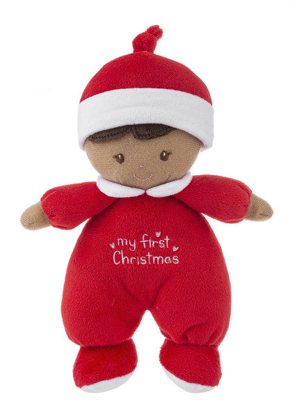 My First Christmas Doll - 9 inch - Dark Skin - The Country Christmas Loft