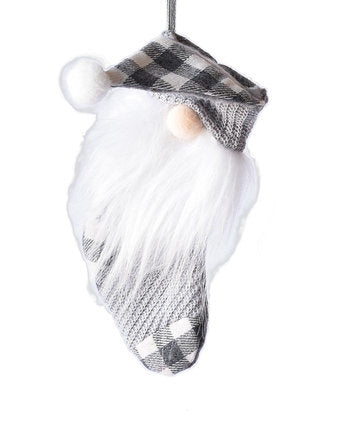 Buffalo Check Gnome Stocking Ornament - Grey - The Country Christmas Loft