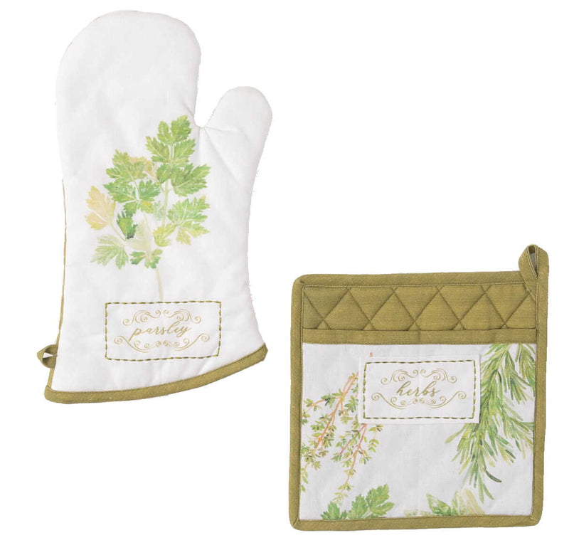 Garden Herb Potholder and Oven Mit Set - The Country Christmas Loft