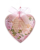 Blush Boho Chic Glass Pink Heart Ornaments - - The Country Christmas Loft