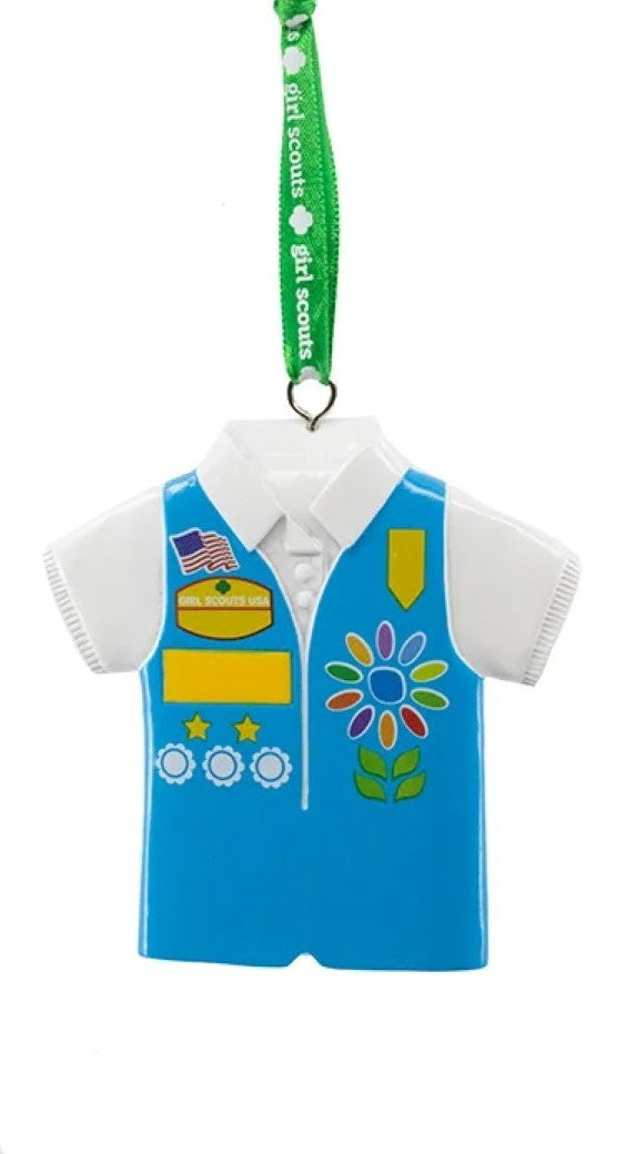 Girl Scouts Of The USA Vest Ornament -  Tan - The Country Christmas Loft