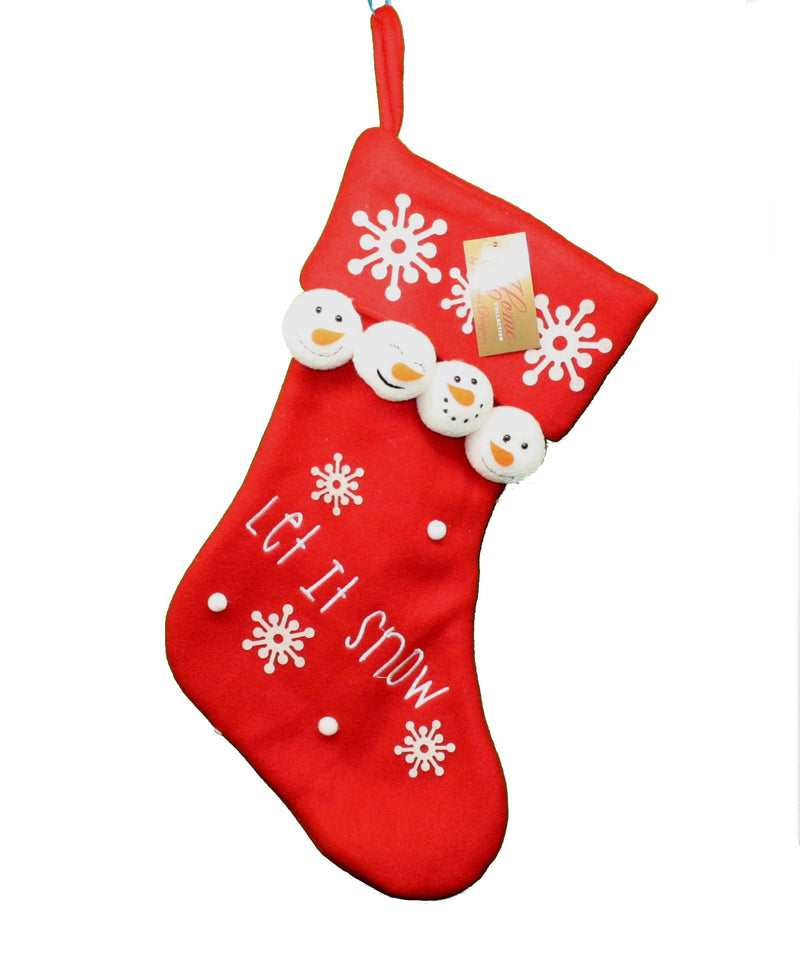 Embroidered Stocking with Snowman Appliques