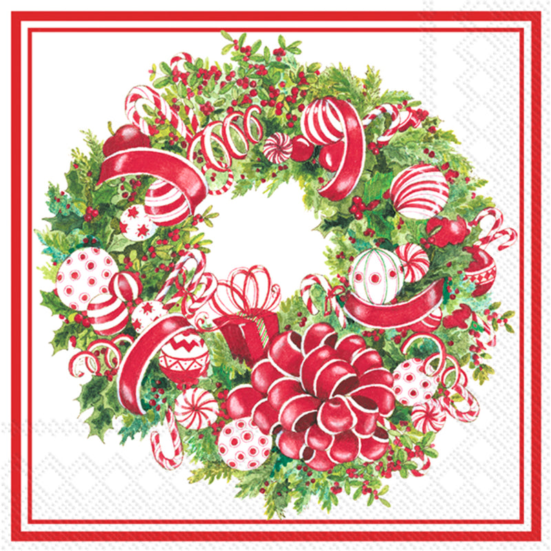 Candy Ribbon Wreath - Cocktail Napkin - The Country Christmas Loft
