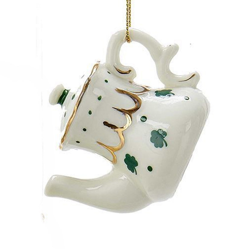 Porcelain Irish Tea Ornament - Teapot Gold Middle - The Country Christmas Loft