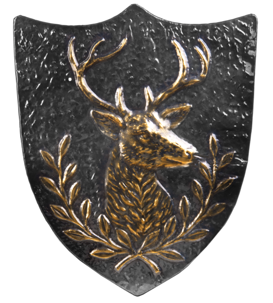 Gunmetal with Gold Embossed Stag Wall Decor - The Country Christmas Loft