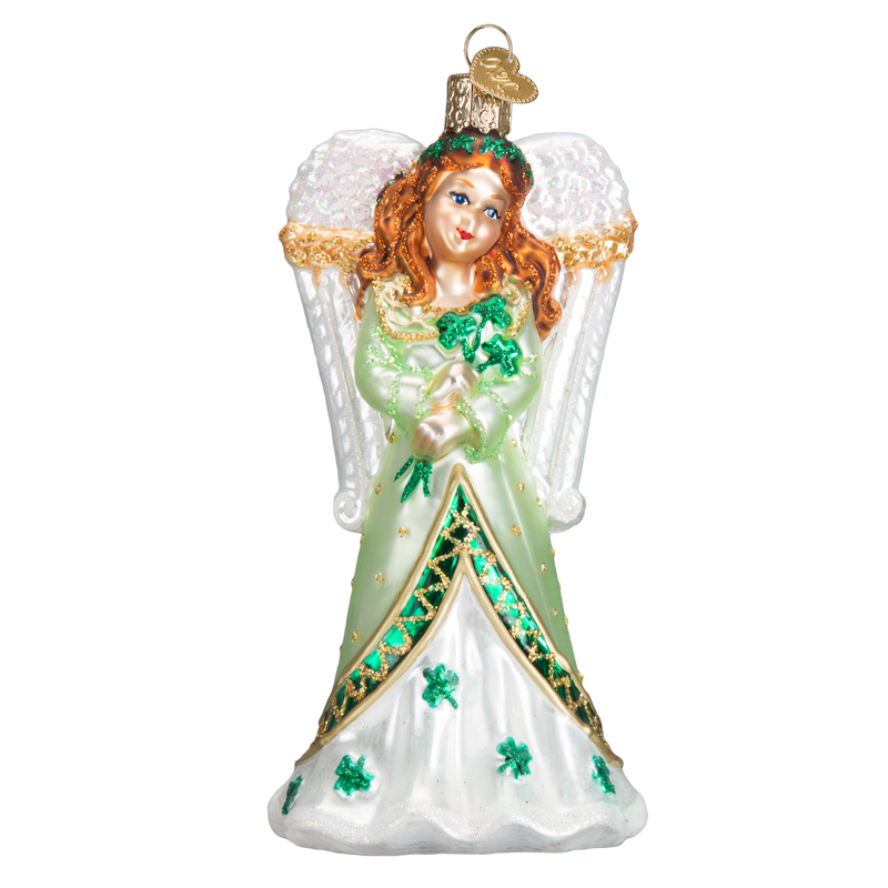 Irish Angel Glass Blown Ornament