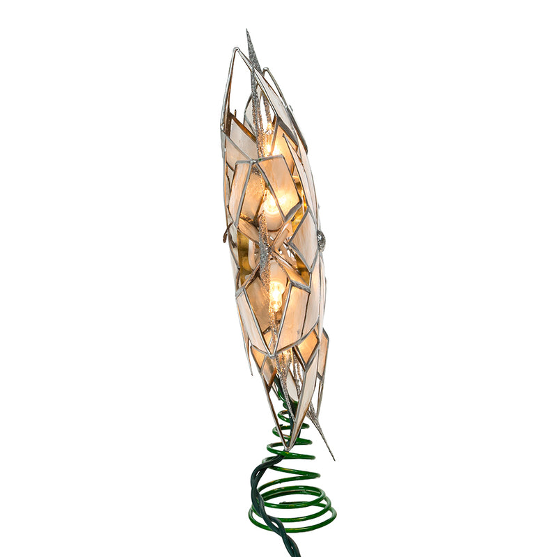 9.5" 10-Light Silver Glittered Capiz Star Treetop - The Country Christmas Loft
