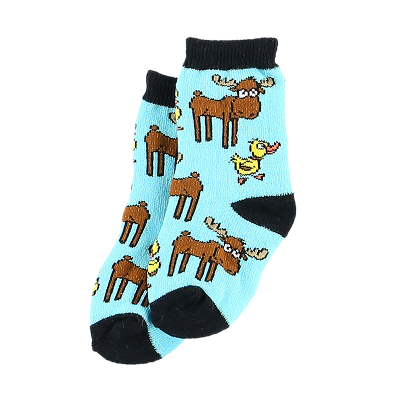 Duck Moose Blue Infant Socks - - The Country Christmas Loft