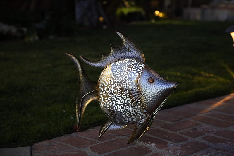 Bronze Metal LED Light Outdoor Decorative Lantern - Silver
