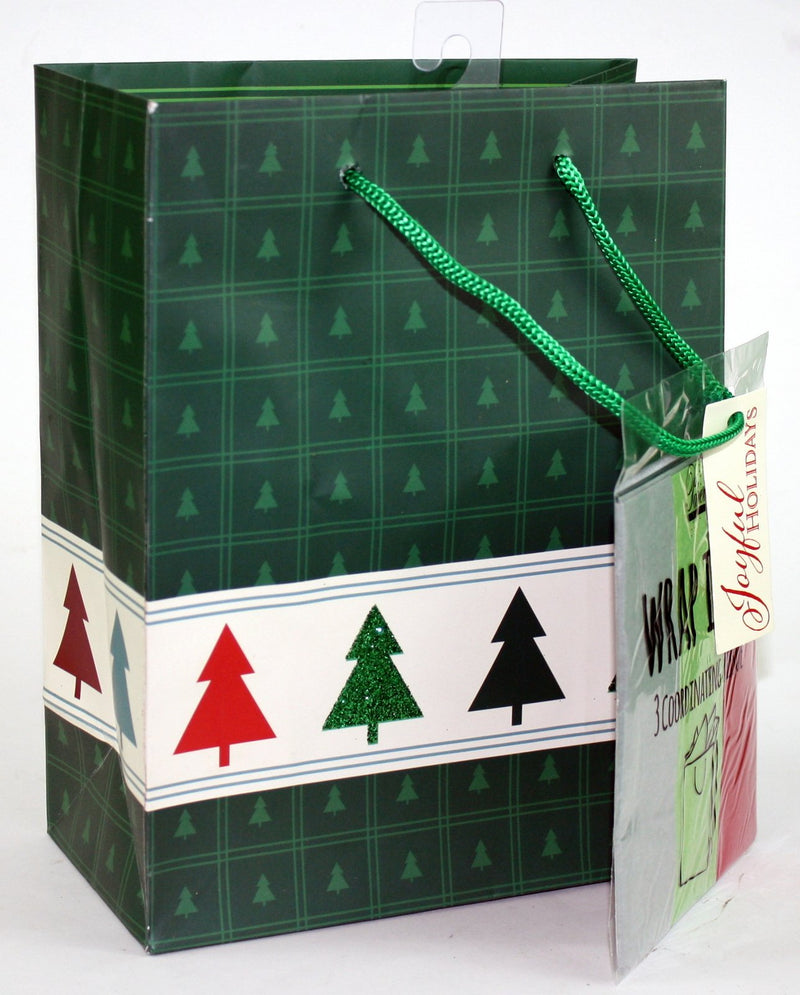 Traditional Gift Bag With Matching Tissue - Trees Medium
