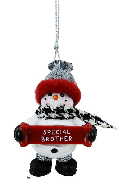 Cozy Snowman Ornament - Special Brother - The Country Christmas Loft