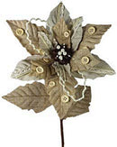 24 inch Frosted Linen, Lace, & Burlap Poinsettia - The Country Christmas Loft