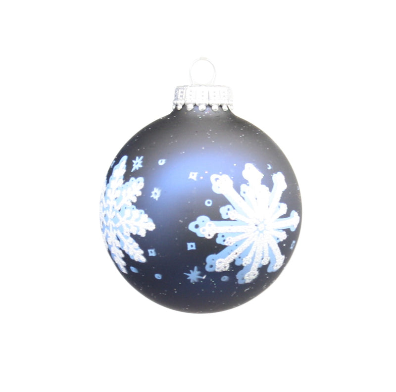 Krebs Value Glass Ball 4 pack - Snowflake on Cobalt - The Country Christmas Loft