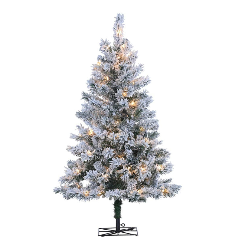 Flocked Colorado Spruce Christmas Tree - Clear Lights - 4 Feet