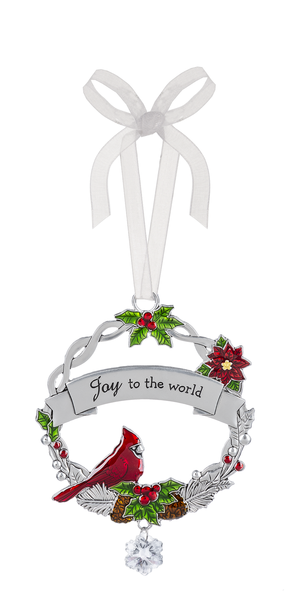 Christmas Cardinal Ornament - Joy to the World - The Country Christmas Loft