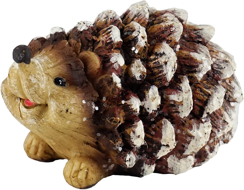 Woodland Pinecone Hedgehog Holiday Figurine - Laying Nose Down