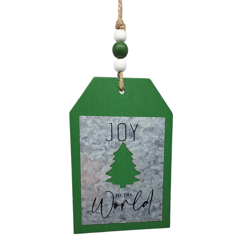 Holiday Tag Sign with Beaded Hanger -