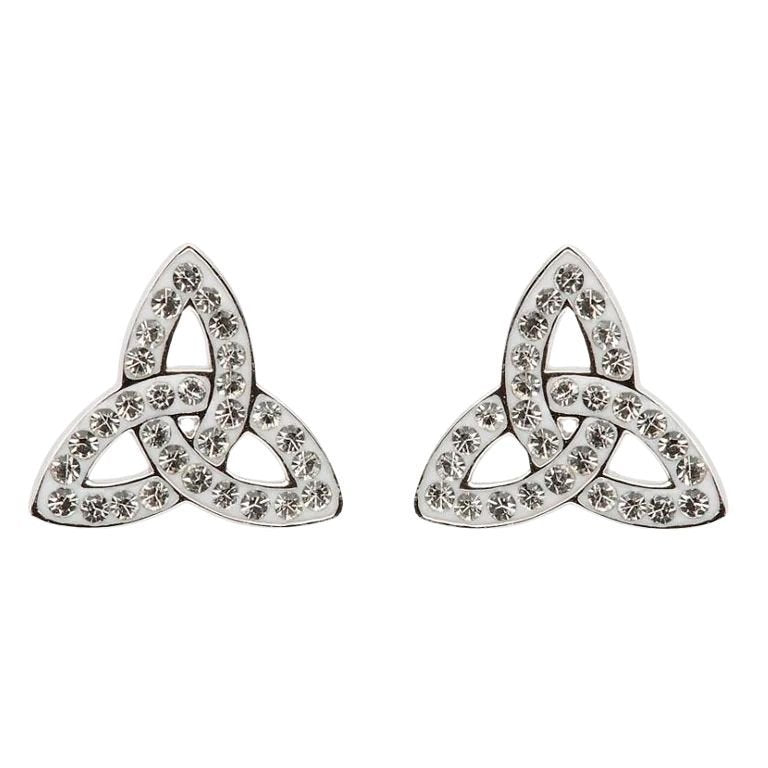Sterling Silver White Swarovski Crystal Trinity Earrings