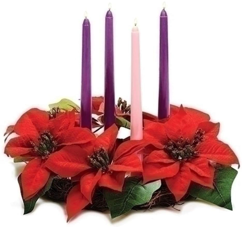 14 Inch Advent Wreath Poinsettia Candle Holder - The Country Christmas Loft
