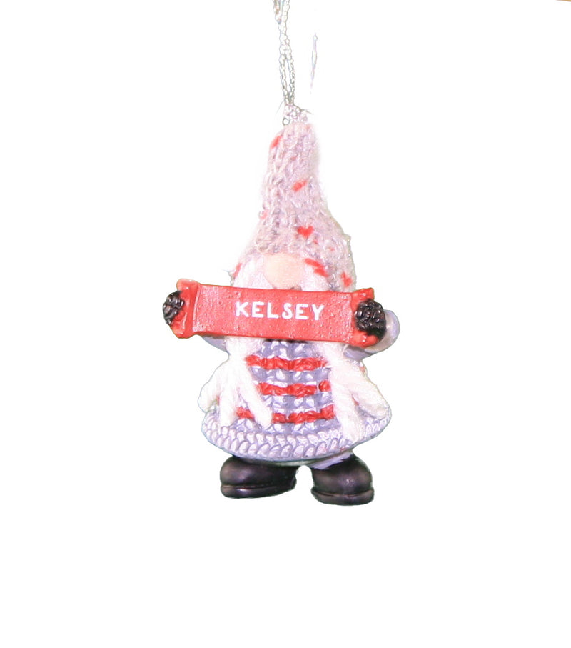 Personalized Gnome Ornament (Letters J-P) - Kelsey - The Country Christmas Loft