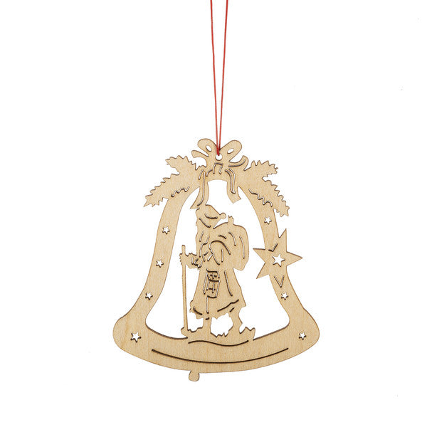 Wooden Holiday Icon Ornament - Bell - Father Christmas - The Country Christmas Loft