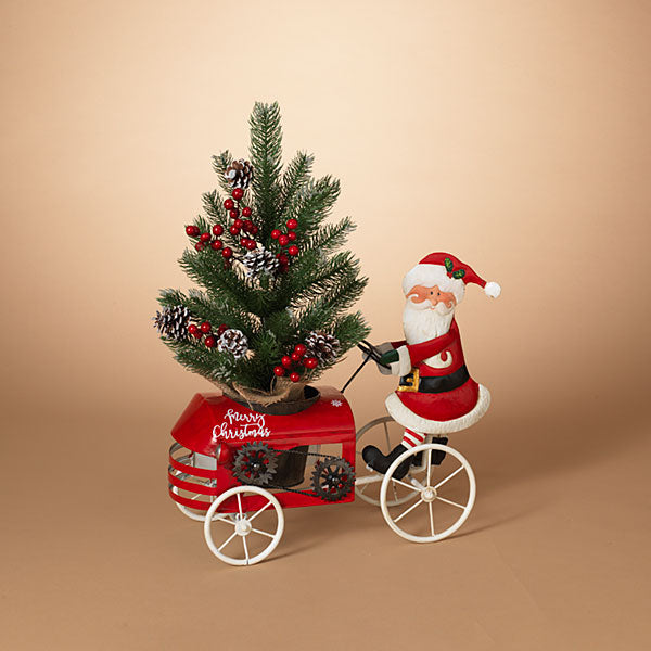Santa Driving Metal Tractor - 24 inch - The Country Christmas Loft