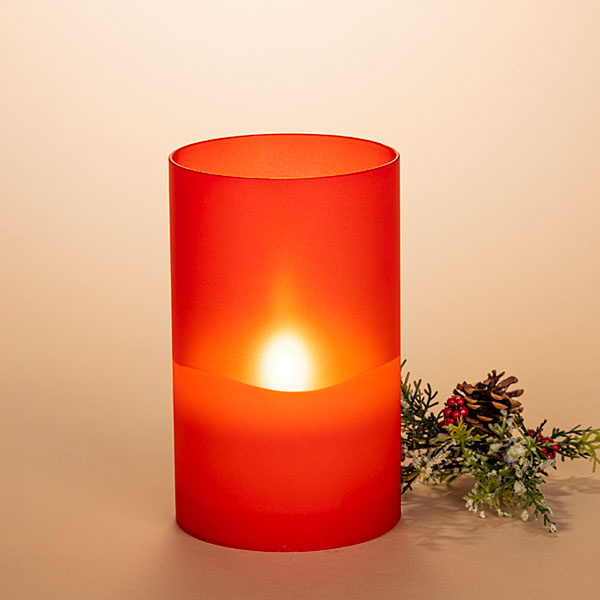 Frosted Glass Candle Red Large - The Country Christmas Loft