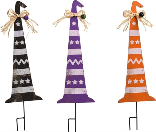 Witch Hat Lawn Stake Orange - The Country Christmas Loft