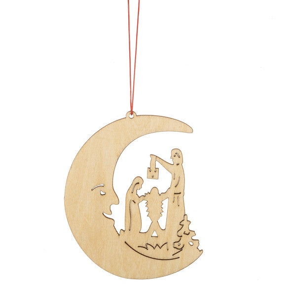 Wooden Holiday Icon Ornament - Crescent Moon - Nativity - The Country Christmas Loft